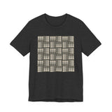 Grid Plaid Graphic Tee — Neutral Geometric Pattern T-Shirt