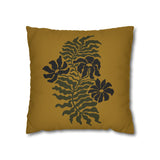 Golden Fern Botanical Pillow Cover - Ochre & Olive Nature-Inspired Cushion