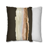 Desert Dunes Square Pillowcase — Boho Earthtone Abstract Watercolor Accent