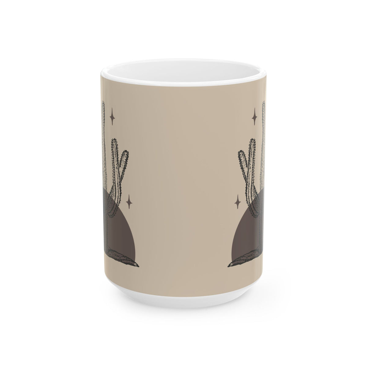 Desert Stillness Cactus Mug – Neutral Botanical Ceramic Cup