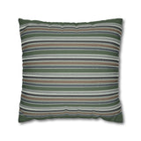 Striped Faux Suede Pillowcase – Green & Earth Tone Decorative Throw Pillow Cover