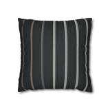 Striped Faux Suede Square Pillowcase – Modern Black & Taupe Decorative Cover