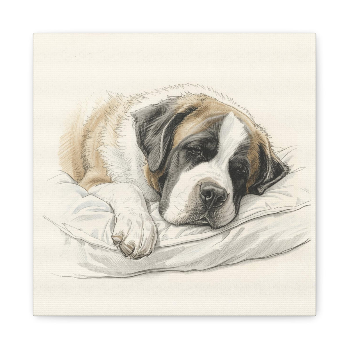 St. Bernard Sleeping Portrait Matte Canvas