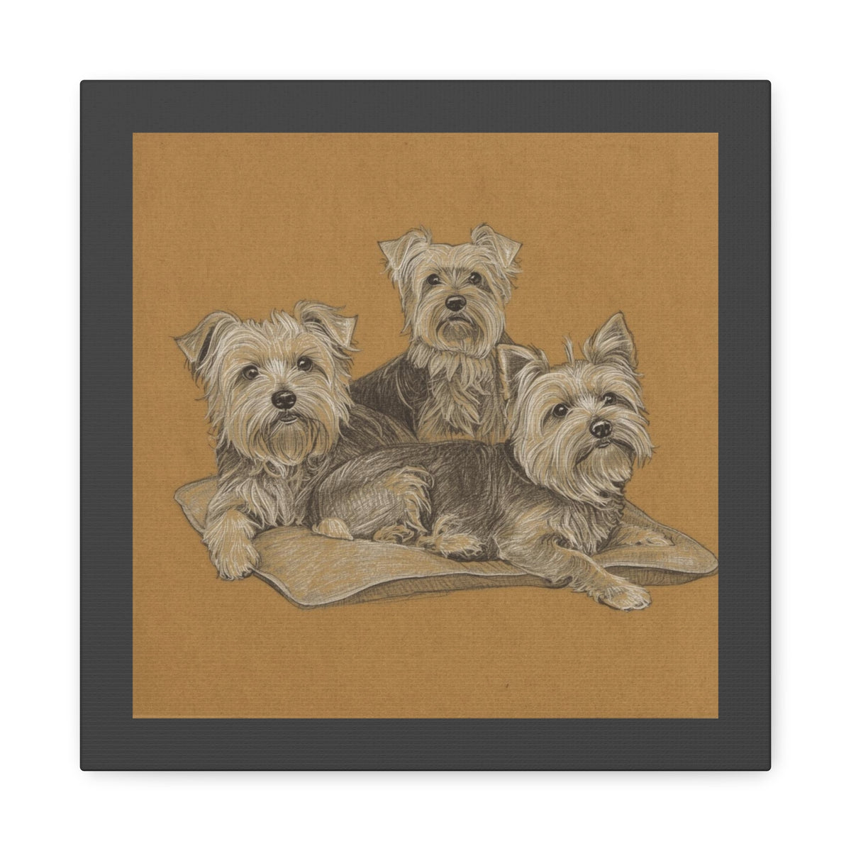 Yorkshire Terrier Trio Matte Canvas Wall Art