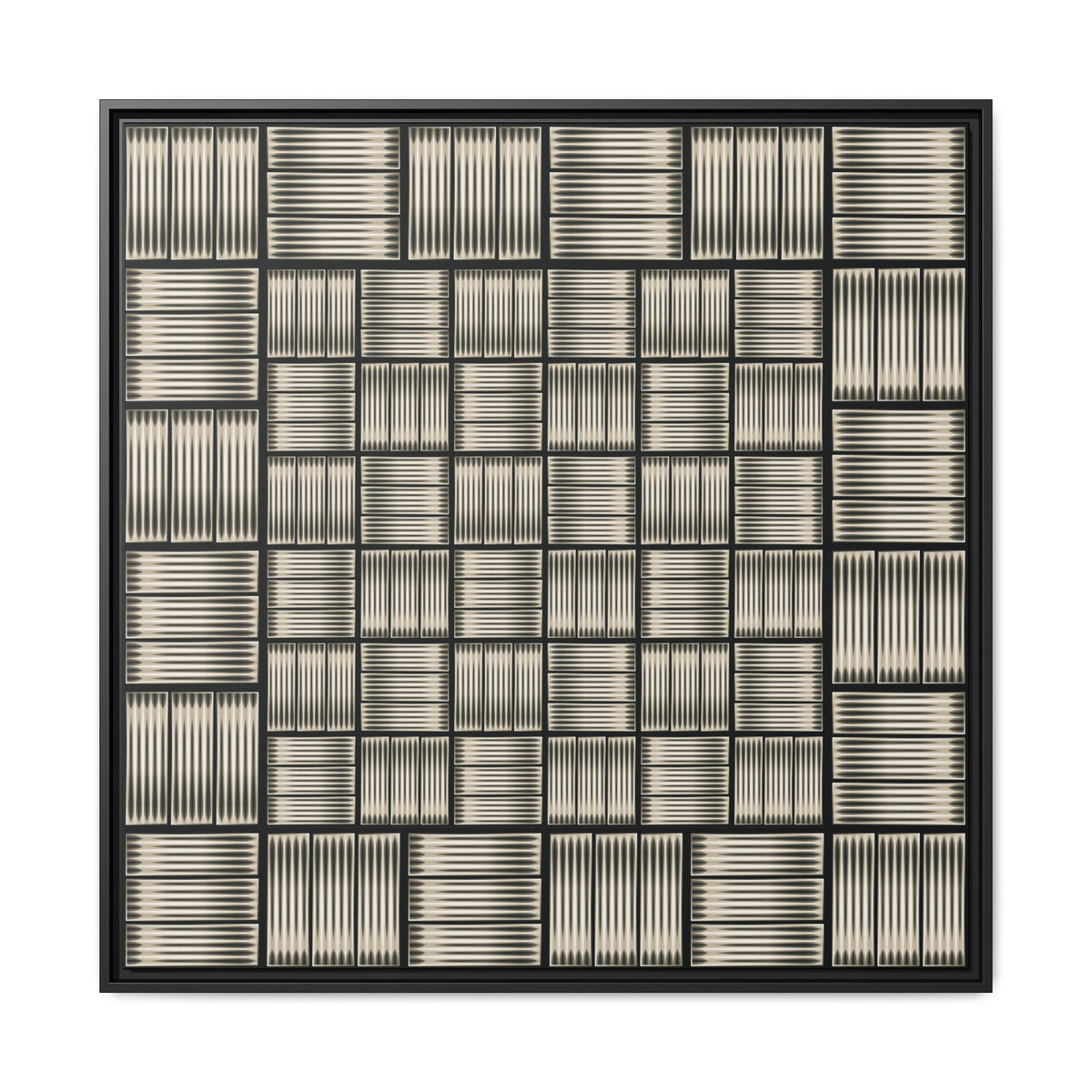 Framed Geometric Grid Matte Canvas Wall Art