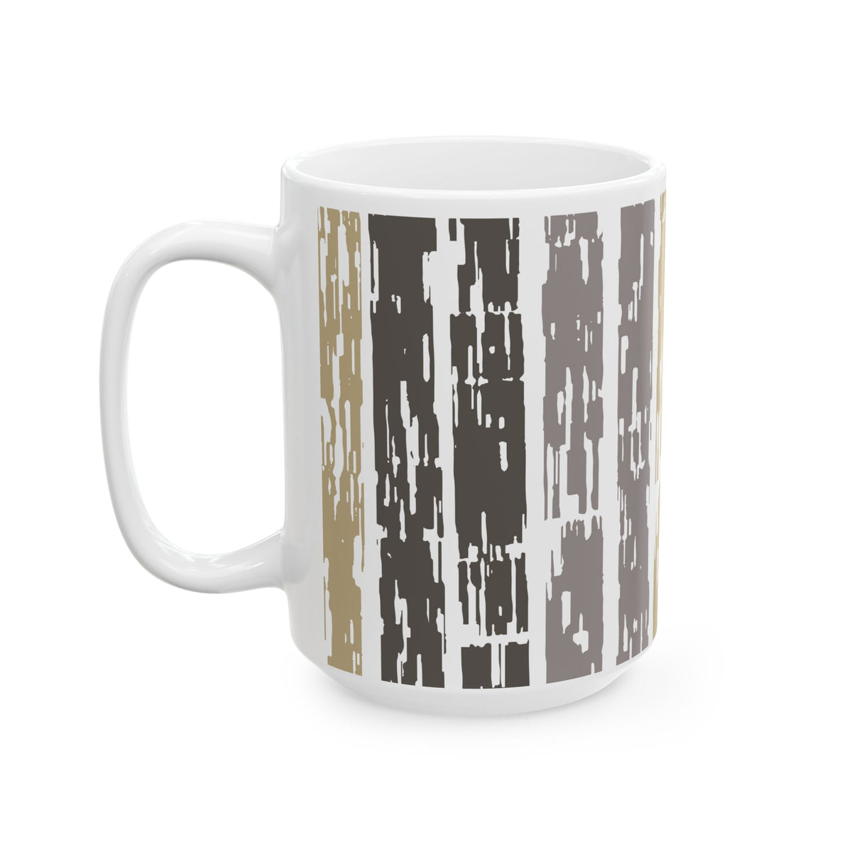 Light earth Grain Still Morning Mug — Rustic Taupe & Gray Pattern (11oz, 15oz)
