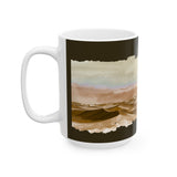 Desert Dunes Ceramic Mug — Earth Tone Abstract Horizon (11oz/15oz)