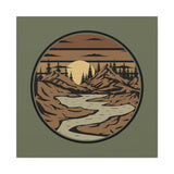 Mountain Passage Wall Art - Earth-Toned Mountain & River Landscape