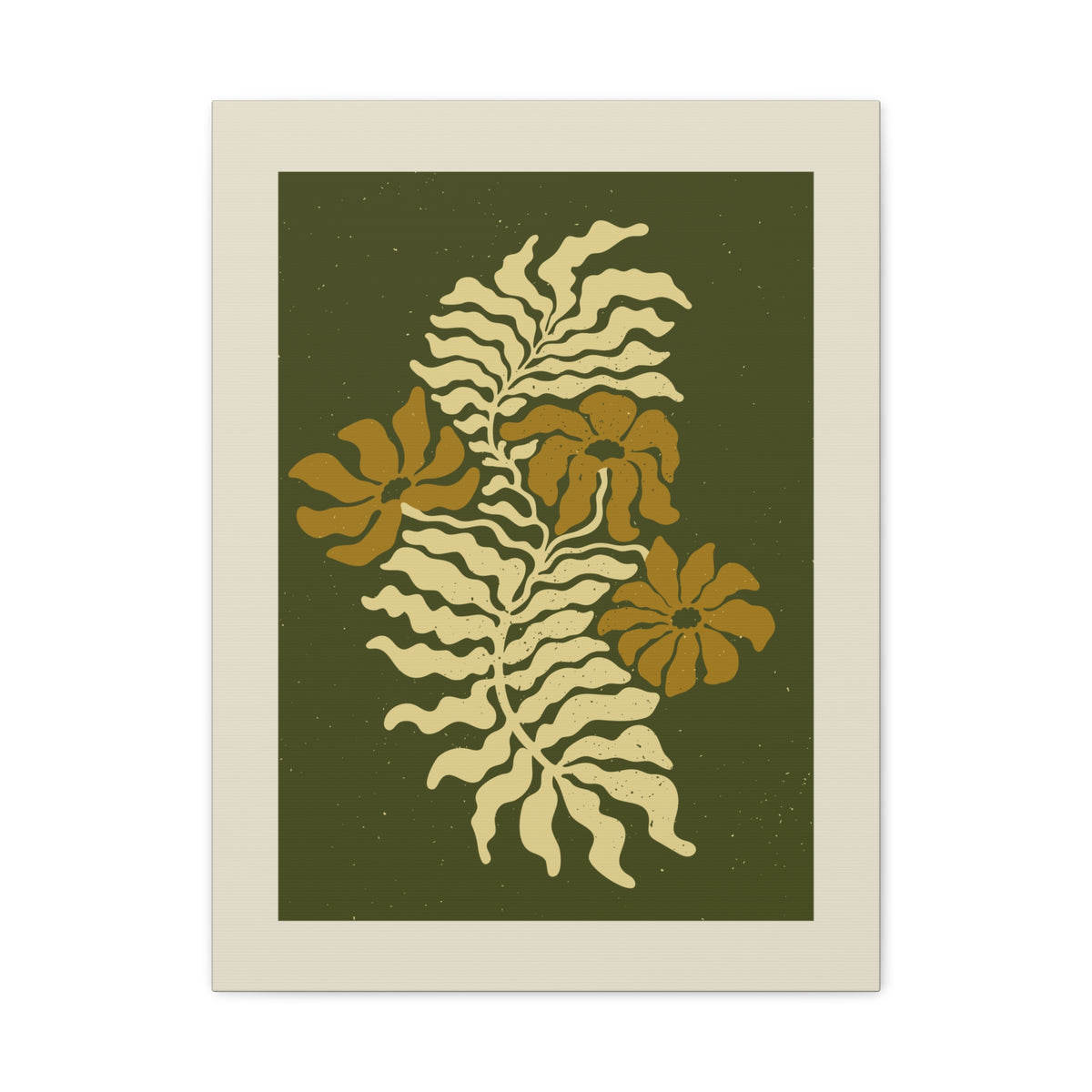 Golden Fern Botanical Wall Art - Olive & Ochre Nature-Inspired Artwork
