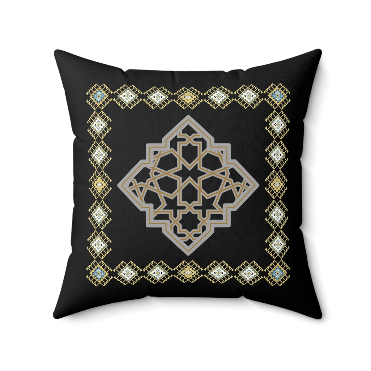 Moroccan-Inspired Decorative Pillow - Elegant Square Cushion for Home Decor