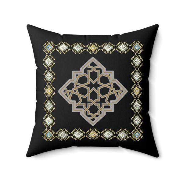Moroccan-Inspired Decorative Pillow - Elegant Square Cushion for Home Decor