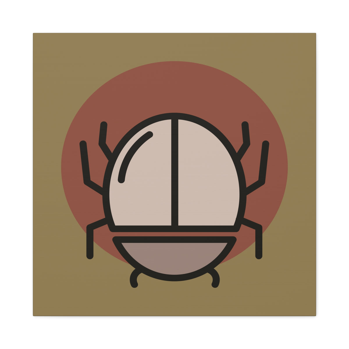Minimalist Scarab Beetle Canvas Art – Modern Desert Tones, Stretched Matte Wall Decor