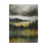 Misty Forest Lake Canvas Wall Art