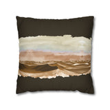 Desert Dunes Square Pillowcase — Boho Earthtone Abstract Watercolor Accent