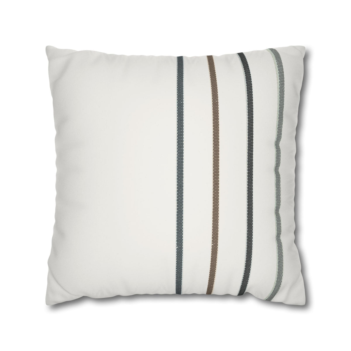 Striped Faux Suede Pillowcase — Neutral Modern Square Cushion Cover
