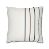 Striped Faux Suede Pillowcase — Neutral Modern Square Cushion Cover