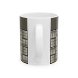 Geometric Grid Ceramic Mug — Modern Monochrome Plaid Coffee Cup (11oz & 15oz)