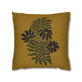 Golden Fern Botanical Pillow Cover - Ochre & Olive Nature-Inspired Cushion