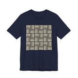 Grid Plaid Graphic Tee — Neutral Geometric Pattern T-Shirt