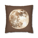 Moon Phase Pillowcase — Full Moon Brown Decorative Throw Pillow Cover