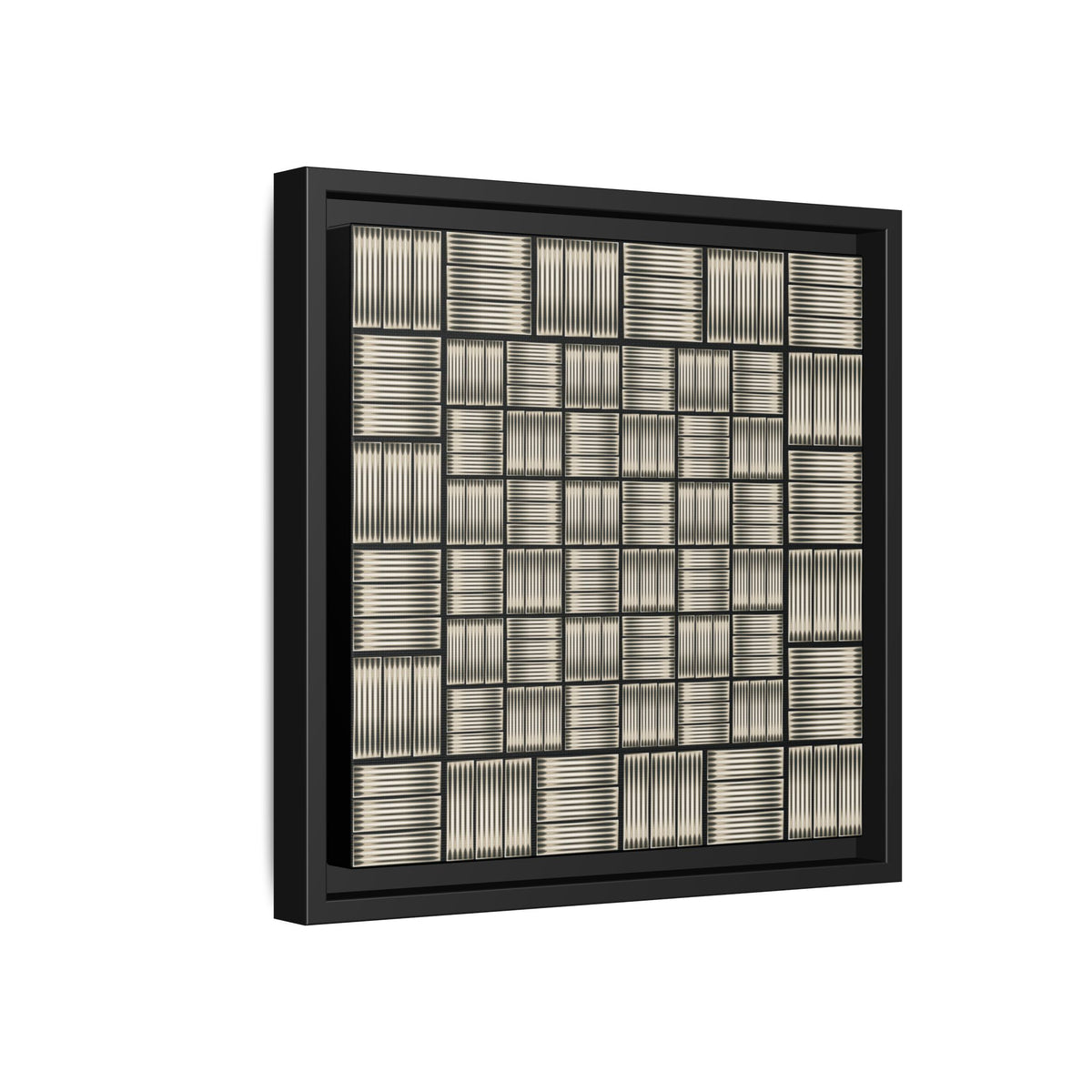 Framed Geometric Grid Matte Canvas Wall Art