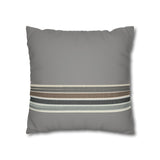 Striped Faux Suede Pillowcase — Neutral Gray Decorative Square Pillow Cover