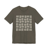 Grid Plaid Graphic Tee — Neutral Geometric Pattern T-Shirt