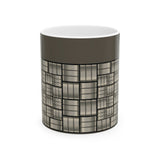 Geometric Grid Ceramic Mug — Modern Monochrome Plaid Coffee Cup (11oz & 15oz)