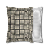 Faux Suede Pillowcase — Neutral Woven Plaid Decorative Throw Pillow