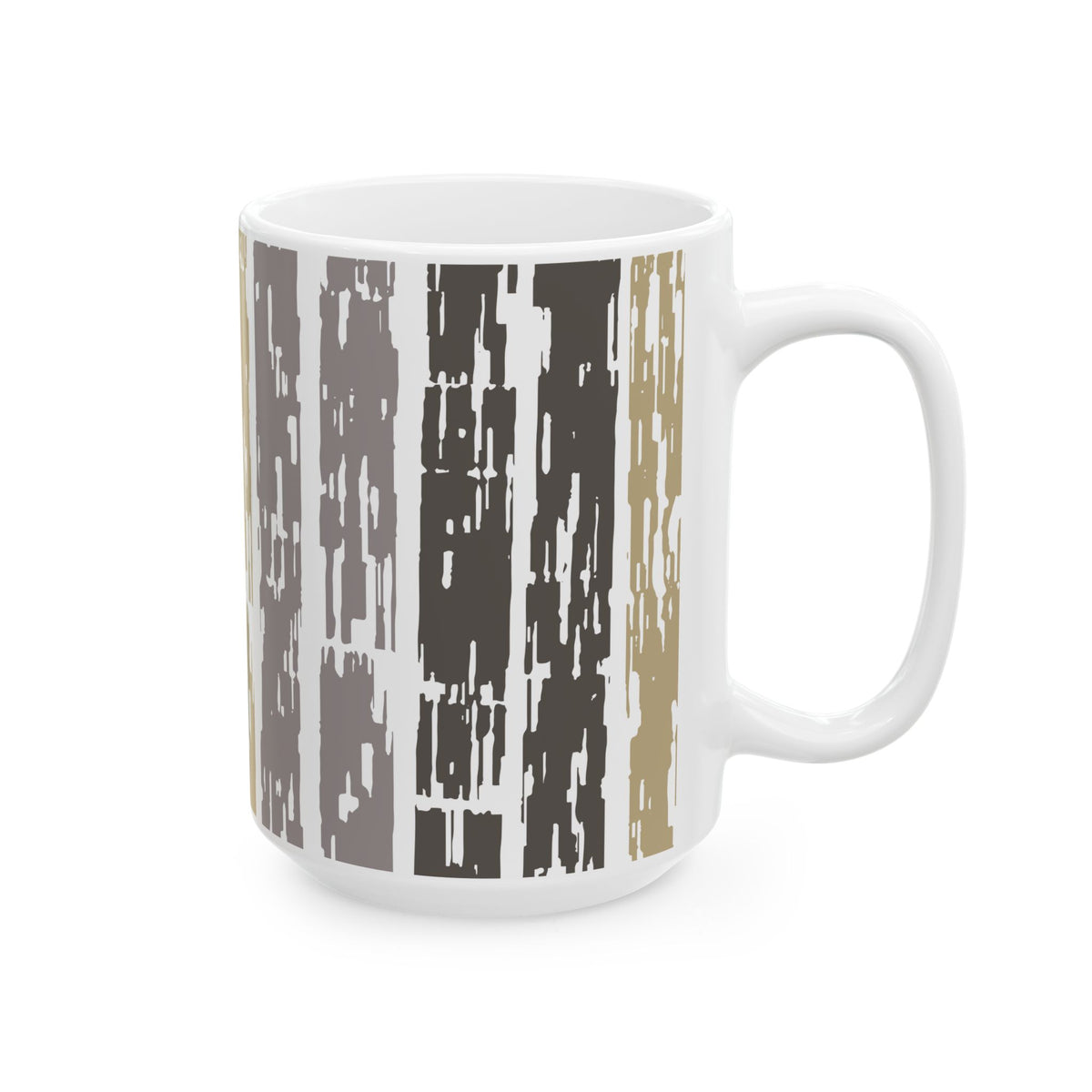 Light earth Grain Still Morning Mug — Rustic Taupe & Gray Pattern (11oz, 15oz)