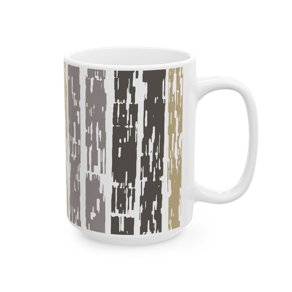 Light earth Grain Still Morning Mug — Rustic Taupe & Gray Pattern (11oz, 15oz)