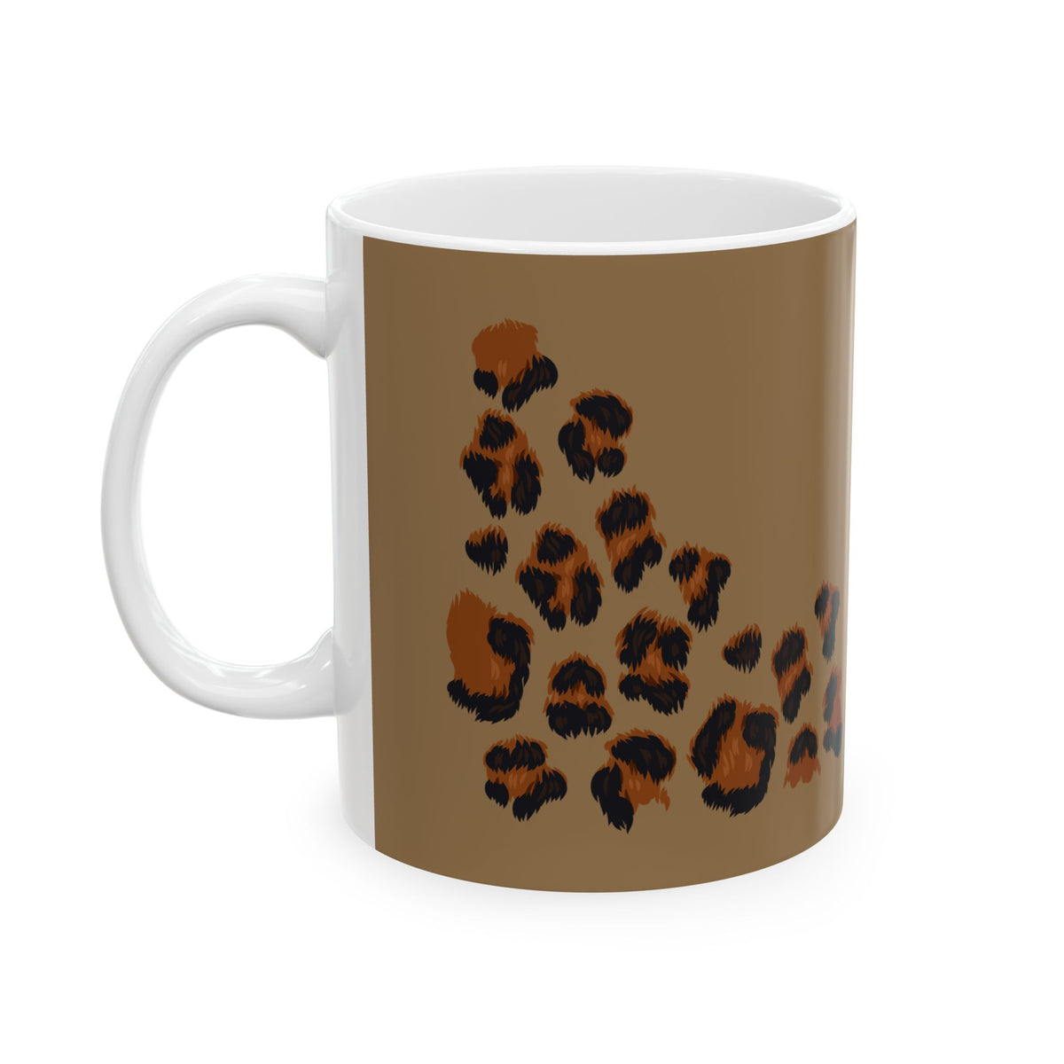 Leopard Print Brown Ceramic Mug (11oz, 15oz)