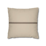 Beige Faux Suede Pillowcase with Center Stripe — Decorative Square Throw Pillow Cover