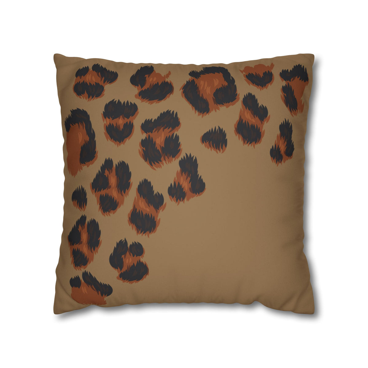 Leopard Print Faux Suede Pillowcase — Brown Animal Print Square Cushion Cover