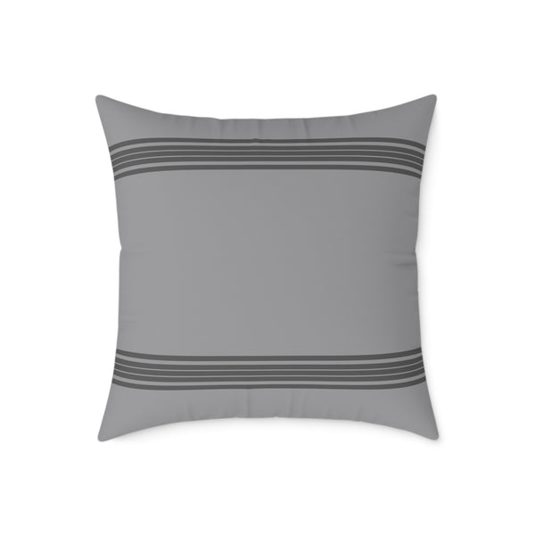 Square Grey Pillow with Stripes