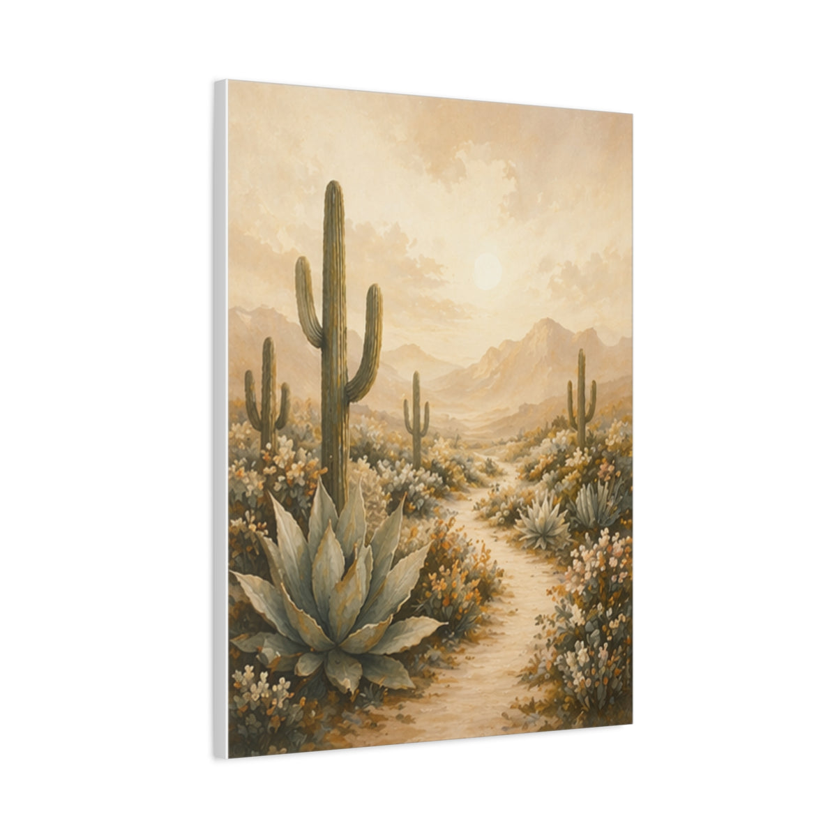Golden Stillness Desert Succulent Canvas