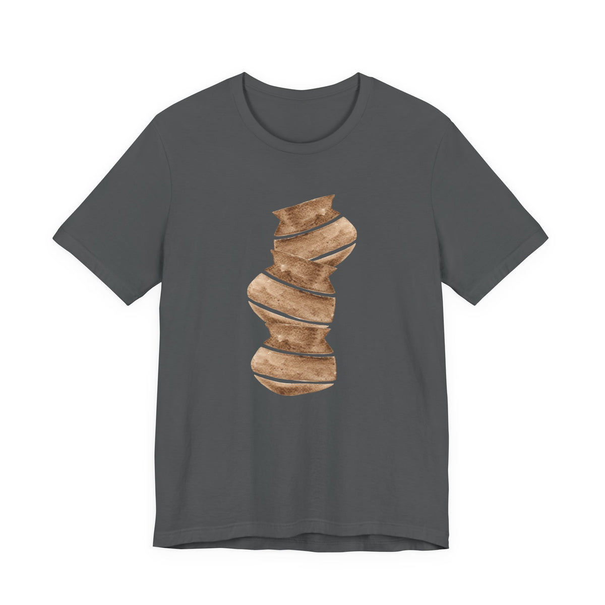 Abstract Ceramic Vase Art Tee — Minimalist Brown Pottery Graphic T-Shirt