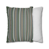 Striped Faux Suede Pillowcase – Green & Earth Tone Decorative Throw Pillow Cover