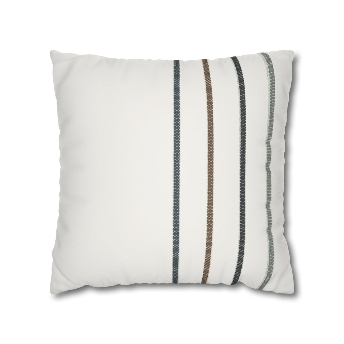 Striped Faux Suede Pillowcase — Neutral Modern Square Cushion Cover