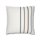 Striped Faux Suede Pillowcase — Neutral Modern Square Cushion Cover