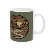 Mountain River Sunset Ceramic Mug — Rustic Mountain Landscape (11oz & 15oz)
