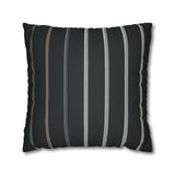 Striped Faux Suede Square Pillowcase – Modern Black & Taupe Decorative Cover