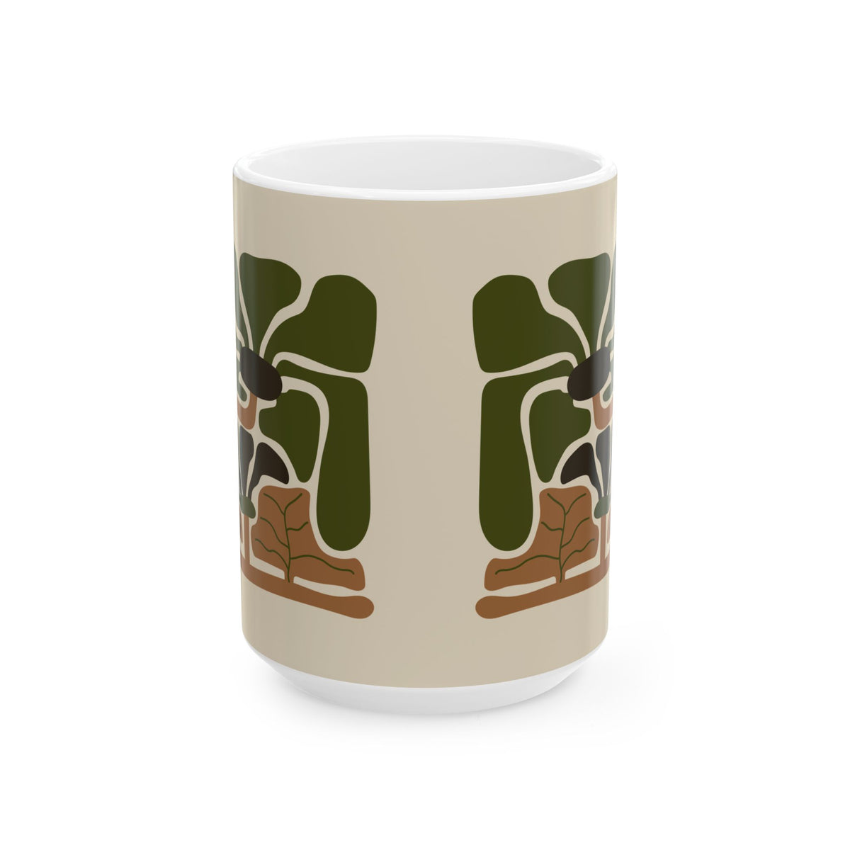 Rooted Canopy Botanical Mug - Earthy Olive & Neutral Art Mug