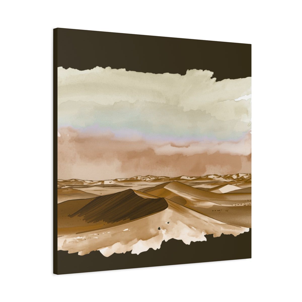 Desert Dunes Canvas Art — Earth Tone Landscape Matte Wall Decor