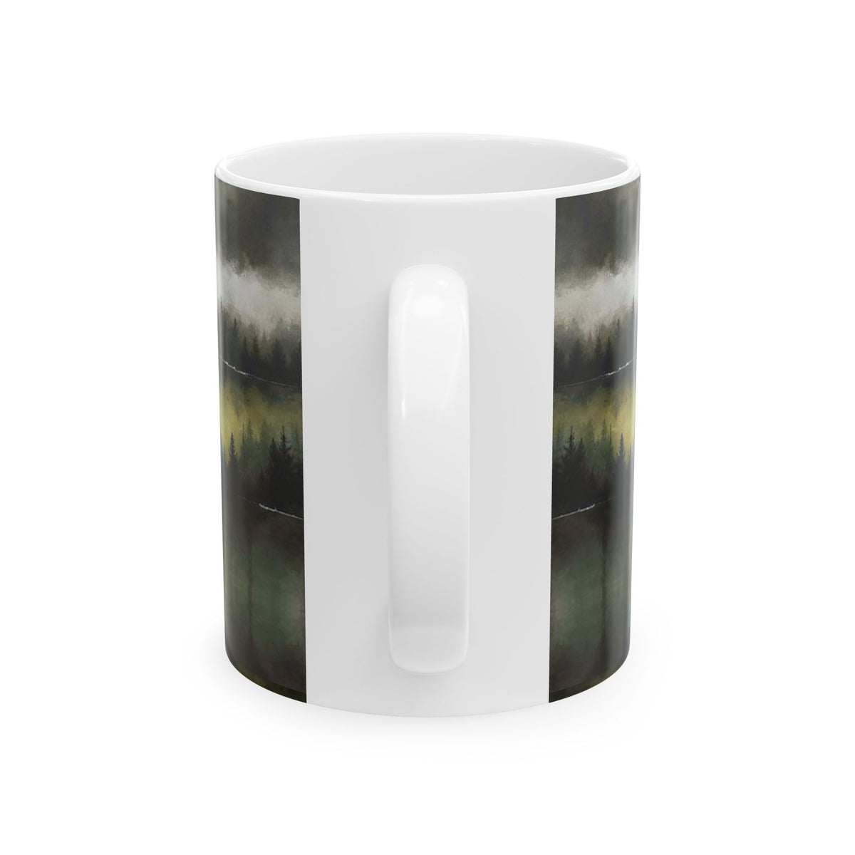 Misty Forest Lake Ceramic Mug