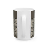Geometric Grid Ceramic Mug — Modern Monochrome Plaid Coffee Cup (11oz & 15oz)