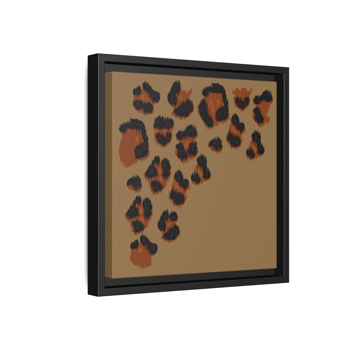 Leopard Print Framed Canvas Art — Rustic Brown Animal Spot Wall Decor