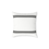 Canvas Pillow - Elegant Neutral White with Striped Design