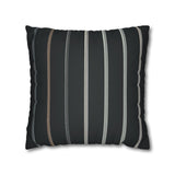 Striped Faux Suede Square Pillowcase – Modern Black & Taupe Decorative Cover