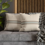 Striped Faux Suede Pillowcase — Neutral Coastal Decorative Throw Pillow Cover
